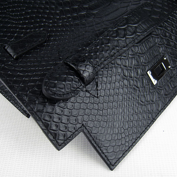 AAA Hermes Kelly 22 CM Snake Veins Handbag Black H008 On Sale